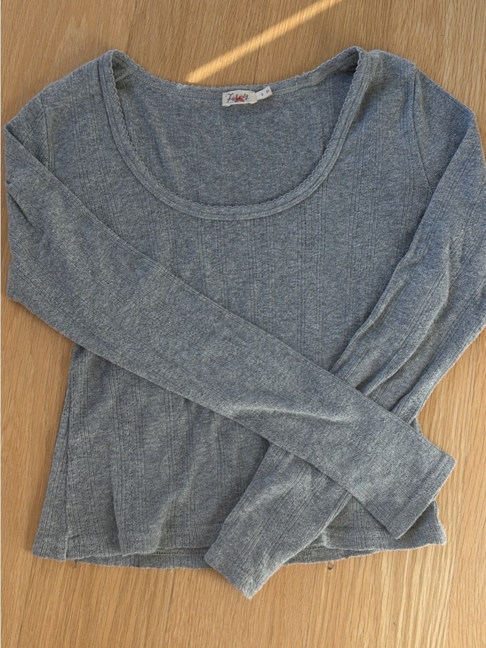Faherty pointelle-Sleeve Scoop Neck Top - Gray